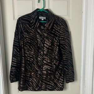 Chico's Black and Brown Animal Print Blazer